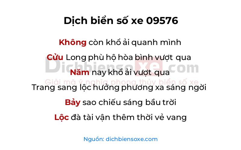 Dịch thơ biển số 09576