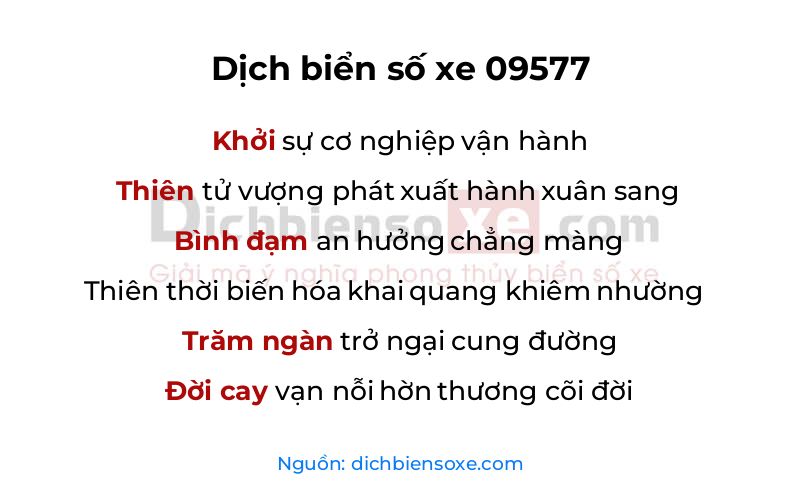 Dịch thơ biển số 09577