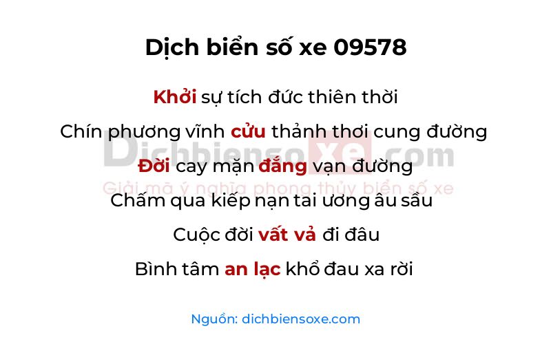 Dịch thơ biển số 09578