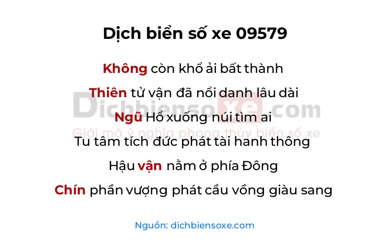 Dịch thơ biển số 09579