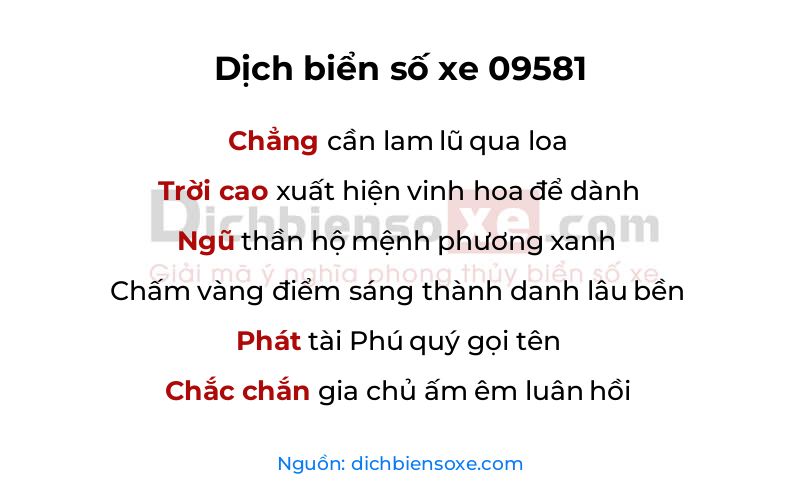 Dịch thơ biển số 09581