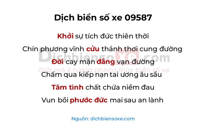 Dịch thơ biển số 09587