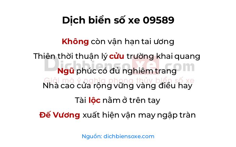 Dịch thơ biển số 09589