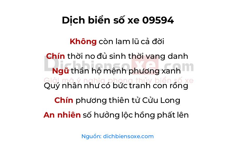 Dịch thơ biển số 09594
