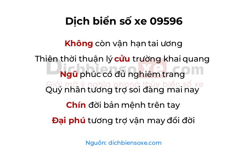 Dịch thơ biển số 09596