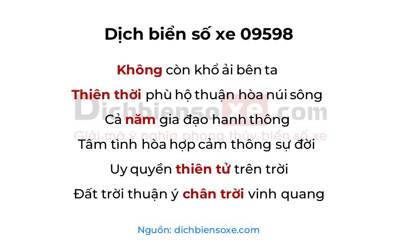 Dịch thơ biển số 09598