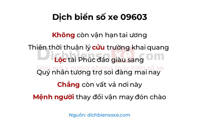 Dịch thơ biển số 09603
