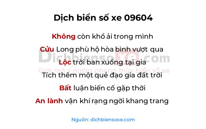 Dịch thơ biển số 09604