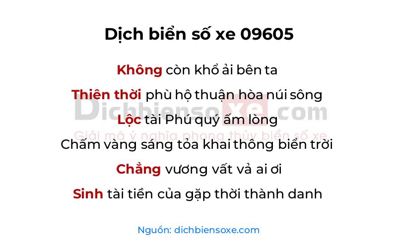 Dịch thơ biển số 09605
