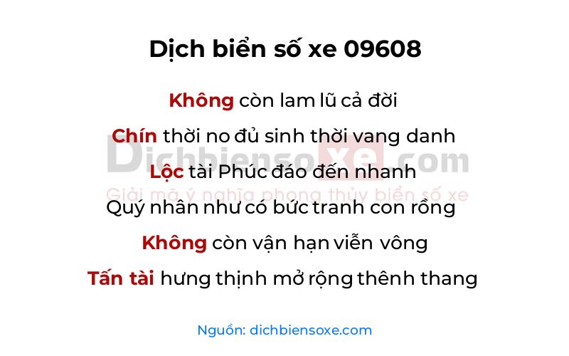 Dịch thơ biển số 09608