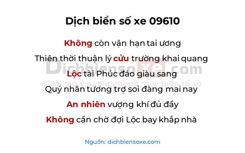 Dịch thơ biển số 09610