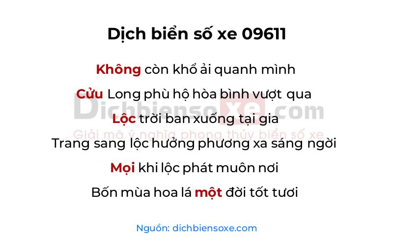 Dịch thơ biển số 09611