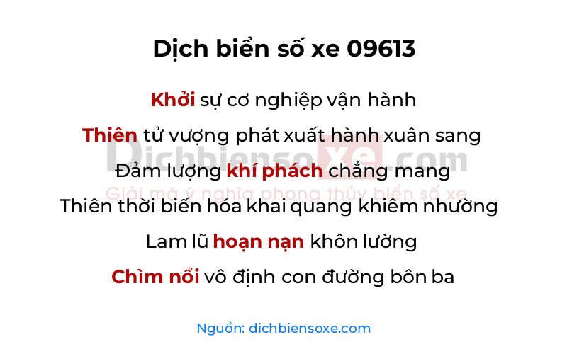 Dịch thơ biển số 09613