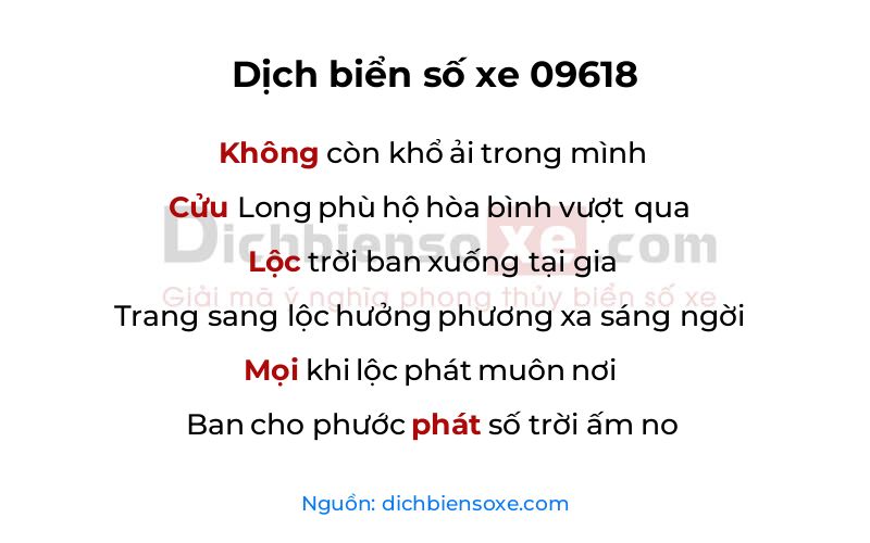 Dịch thơ biển số 09618