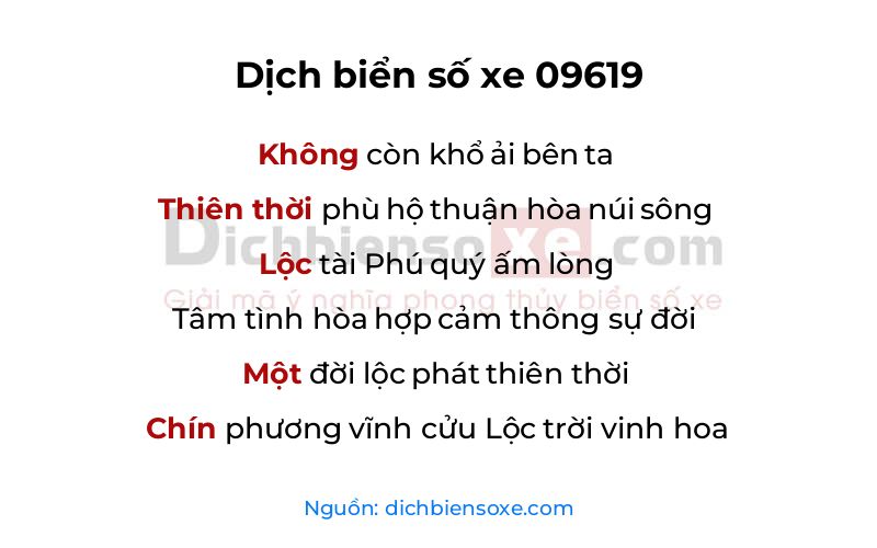 Dịch thơ biển số 09619