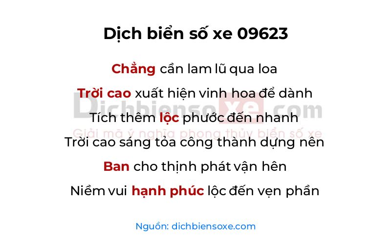 Dịch thơ biển số 09623