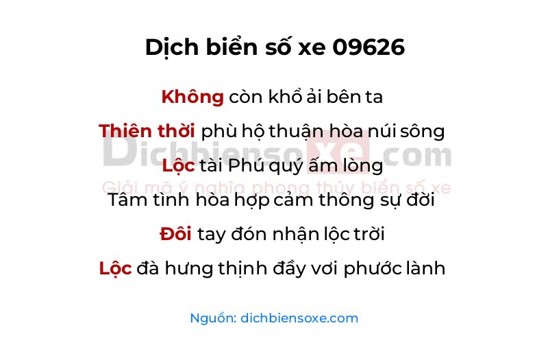 Dịch thơ biển số 09626