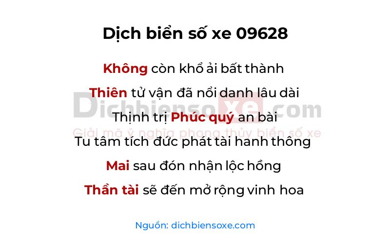 Dịch thơ biển số 09628