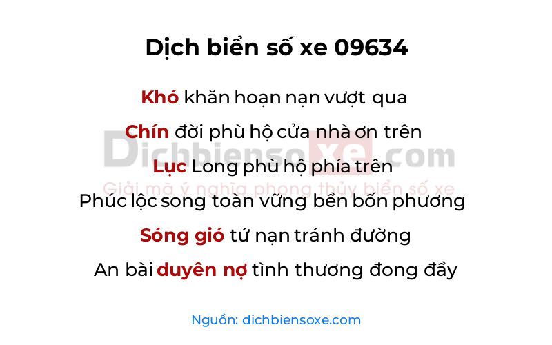 Dịch thơ biển số 09634