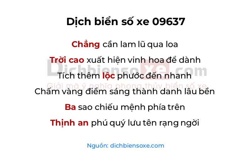 Dịch thơ biển số 09637