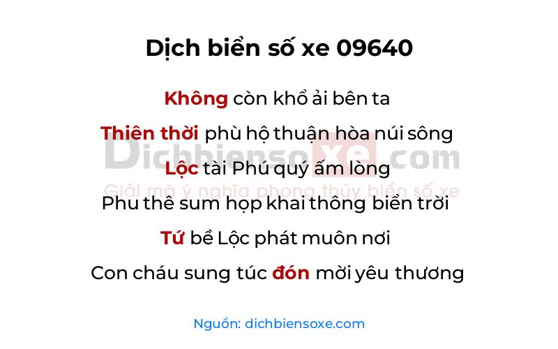 Dịch thơ biển số 09640
