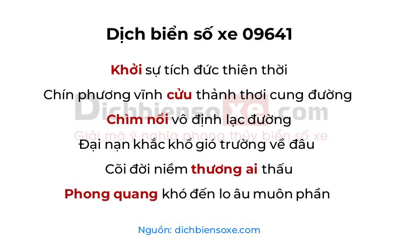 Dịch thơ biển số 09641