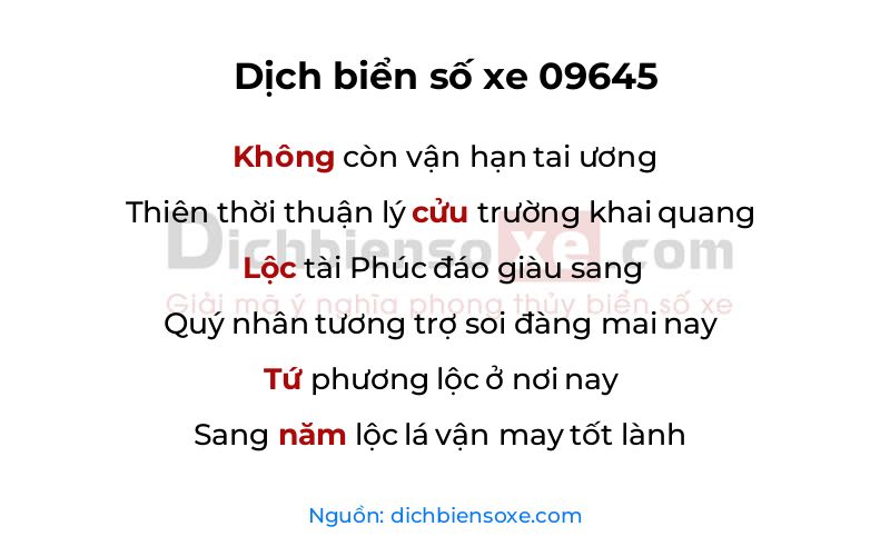 Dịch thơ biển số 09645