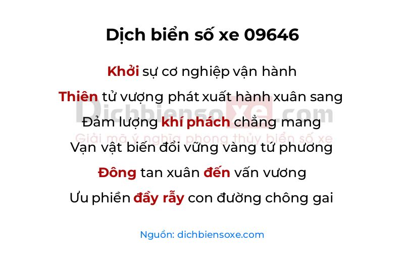 Dịch thơ biển số 09646