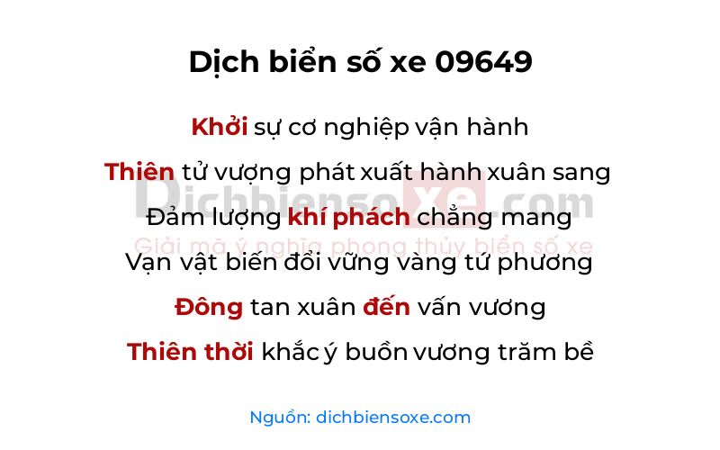 Dịch thơ biển số 09649