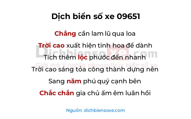 Dịch thơ biển số 09651