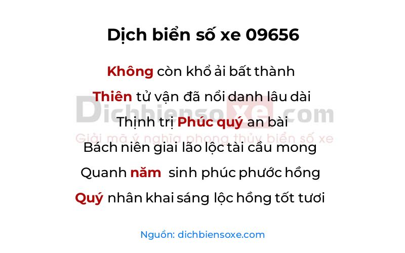 Dịch thơ biển số 09656