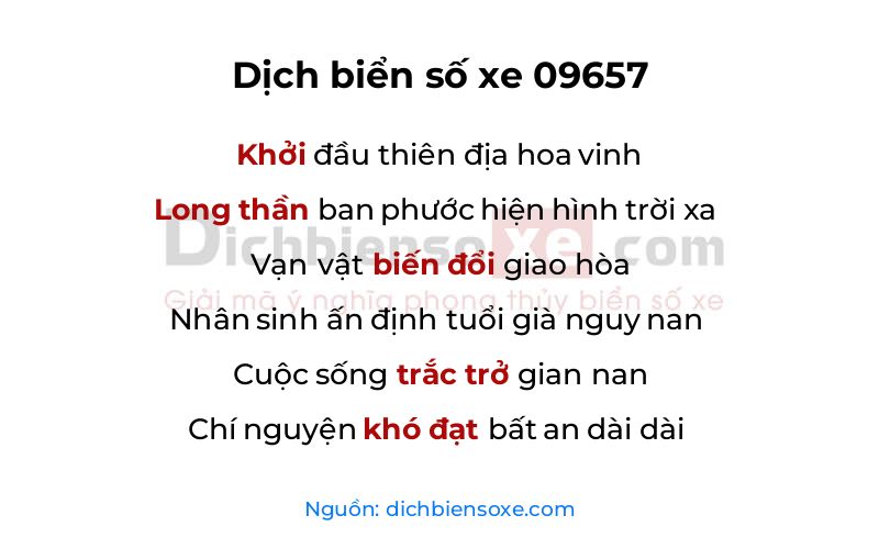 Dịch thơ biển số 09657