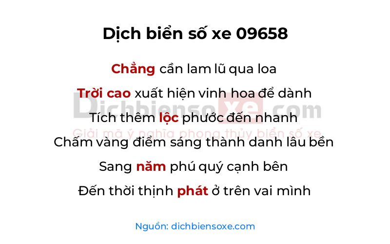 Dịch thơ biển số 09658