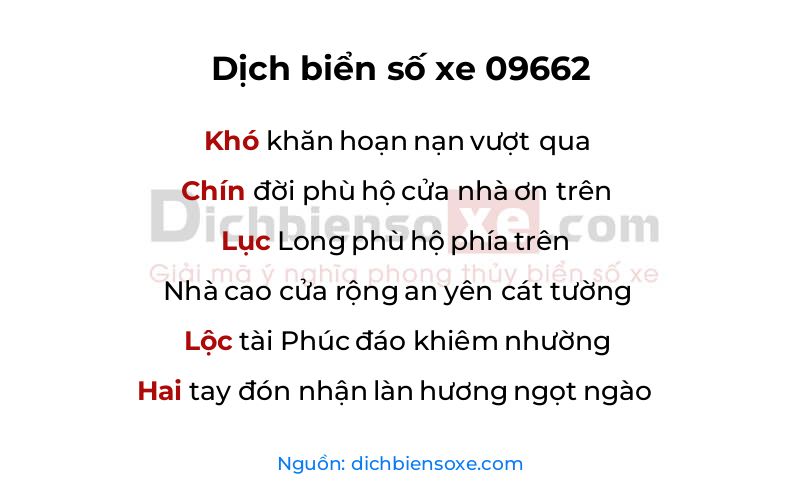Dịch thơ biển số 09662