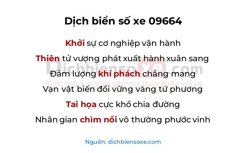 Dịch thơ biển số 09664