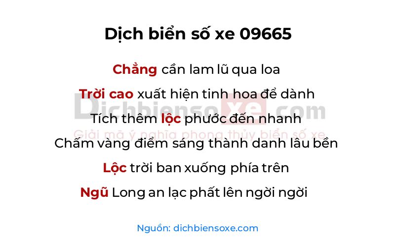 Dịch thơ biển số 09665