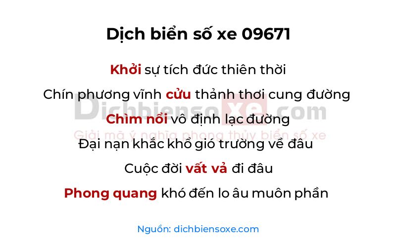 Dịch thơ biển số 09671