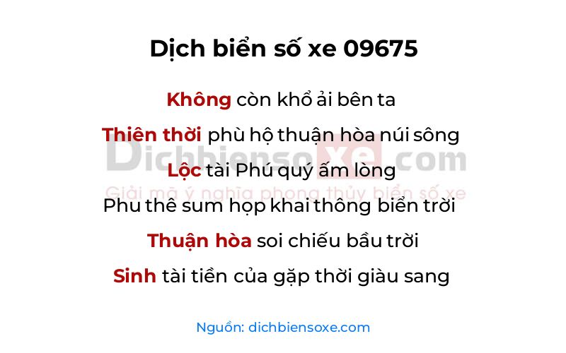 Dịch thơ biển số 09675