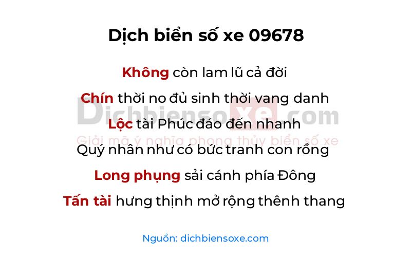 Dịch thơ biển số 09678