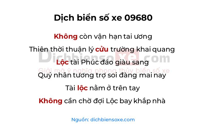 Dịch thơ biển số 09680