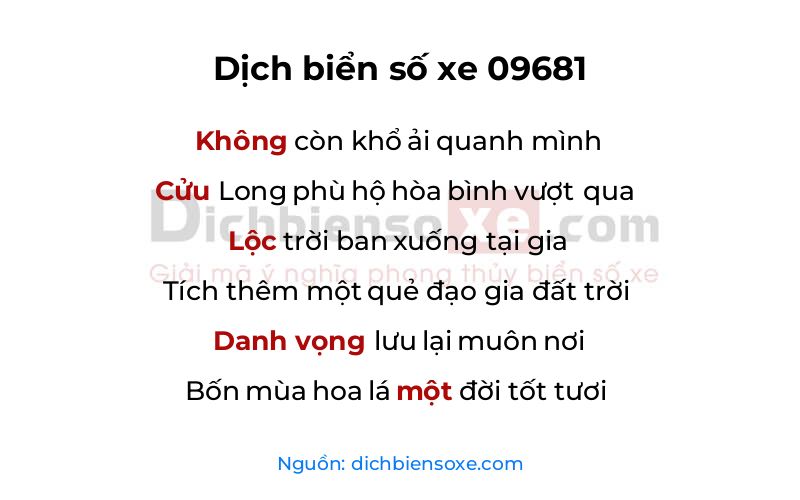 Dịch thơ biển số 09681