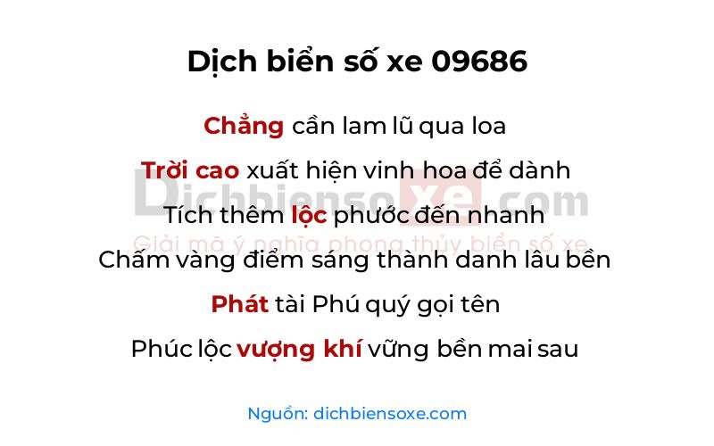 Dịch thơ biển số 09686