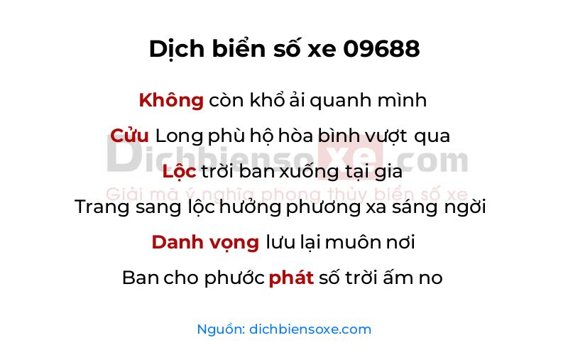Dịch thơ biển số 09688