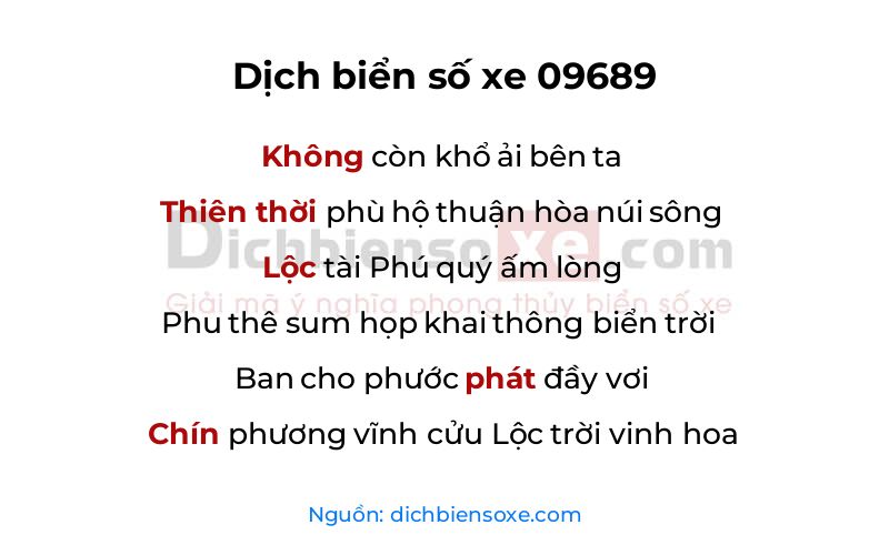 Dịch thơ biển số 09689