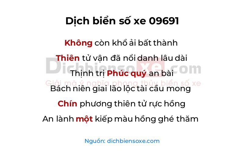 Dịch thơ biển số 09691