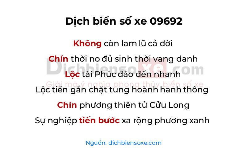 Dịch thơ biển số 09692