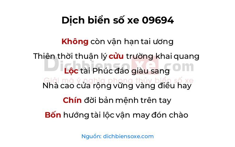 Dịch thơ biển số 09694