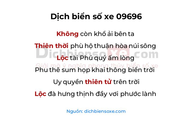 Dịch thơ biển số 09696