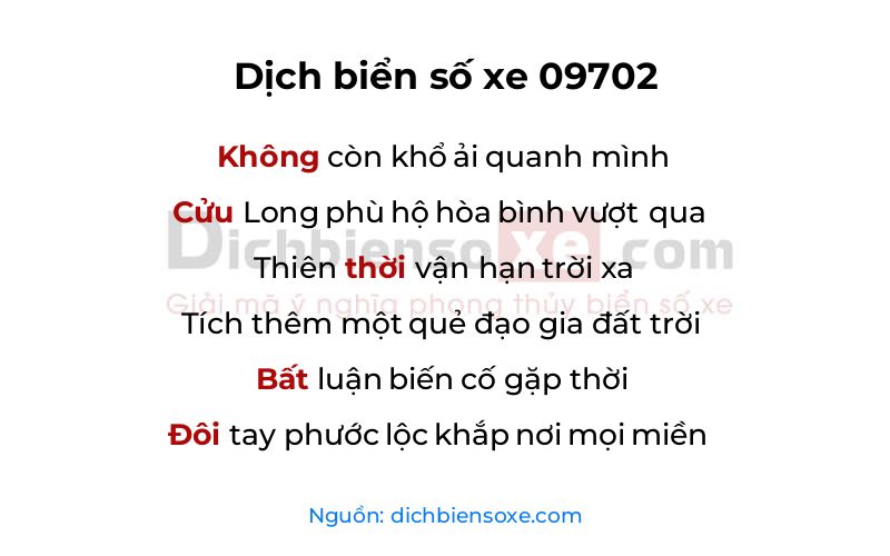 Dịch thơ biển số 09702