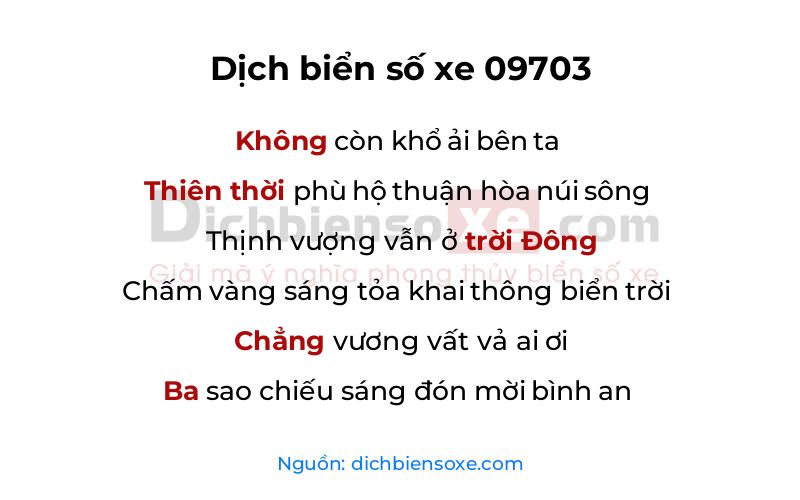 Dịch thơ biển số 09703